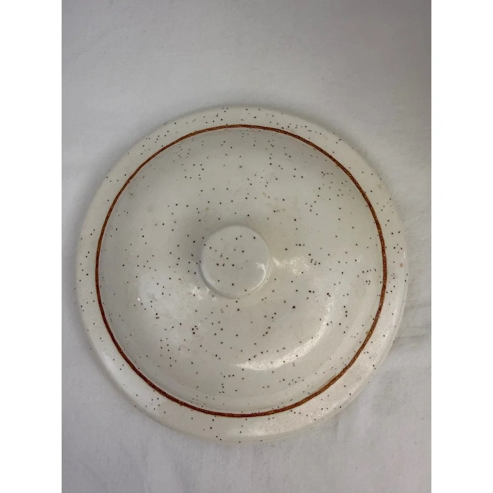 Vintage Cindy Sims Strawberry Basket Stoneware Canister Speckled Ceramic Jar Lid